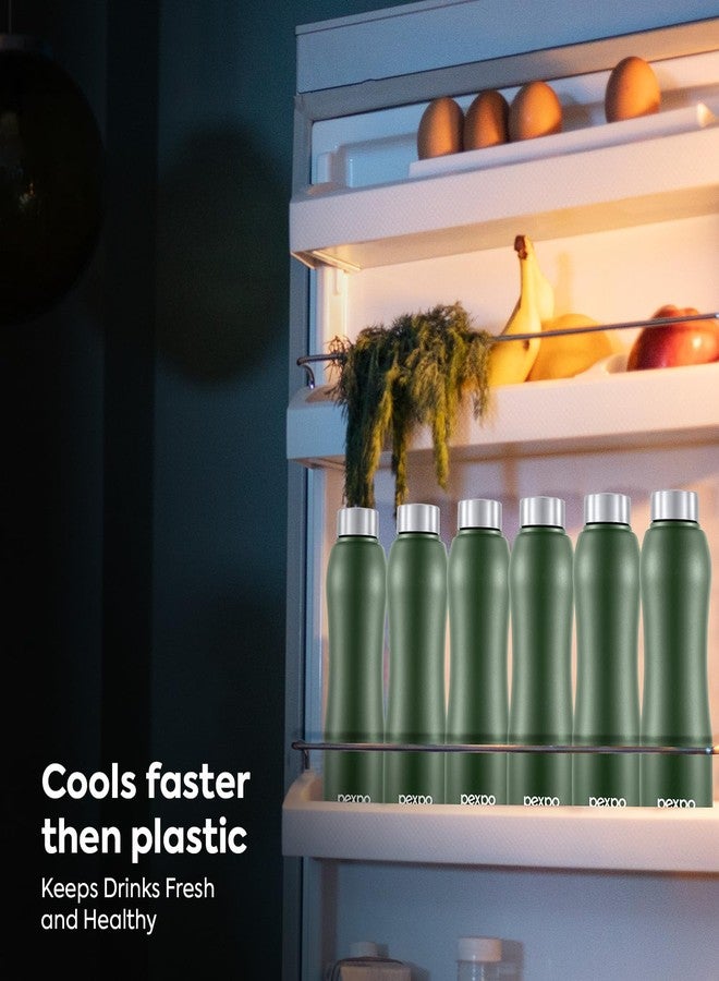 PEXPO Bistro ISI Certified Stainless Steel Fridge Water Bottle 750ML, Military Green | Single Wall | Leakproof | Ideal for Home, Office, Gym, School, Yoga, Trekking - Image 4